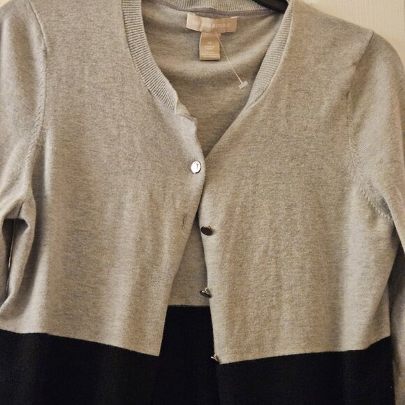 Banana Republic Fall Button black silk cotton Grey Fall cardigan Colorblock  S - Picture 4 of 10